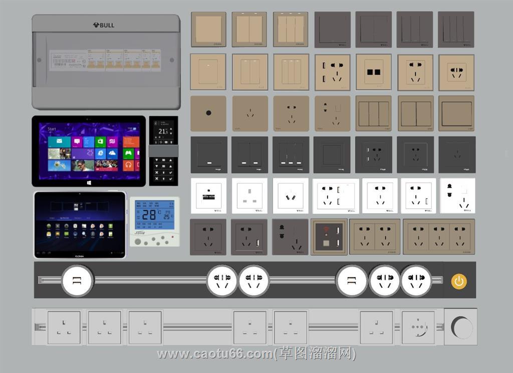 开关空开按钮SU模型