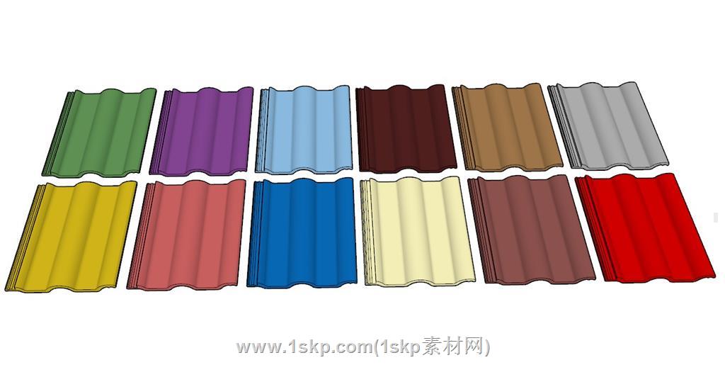 瓦片瓦顶石棉瓦SU模型