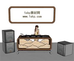 DJ打碟音箱SU模型