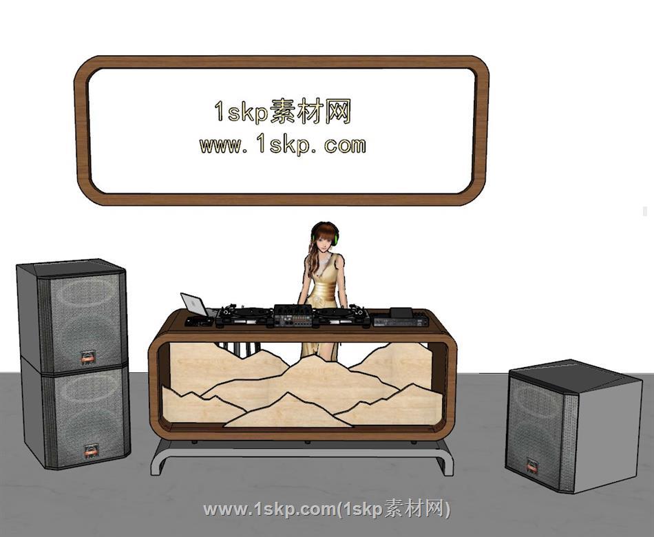 DJ打碟音箱SU模型