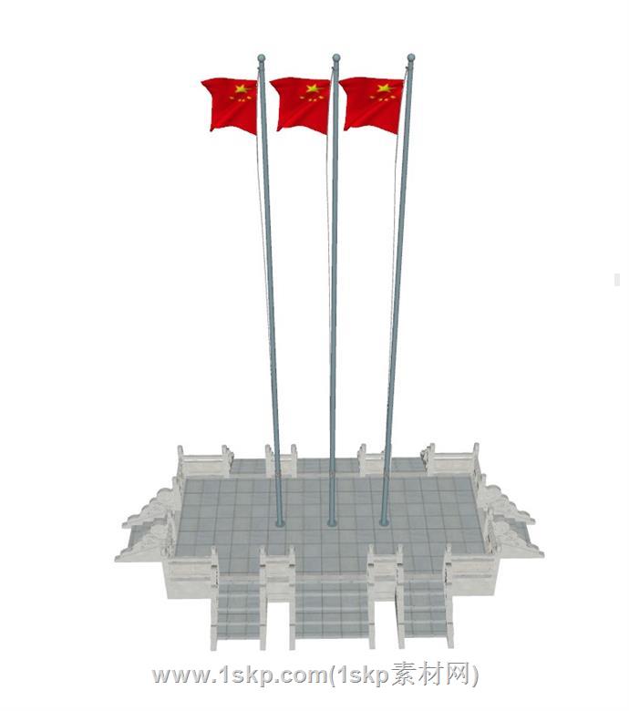 红旗升旗台国旗台SU模型