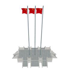 红旗升旗台国旗台SU模型