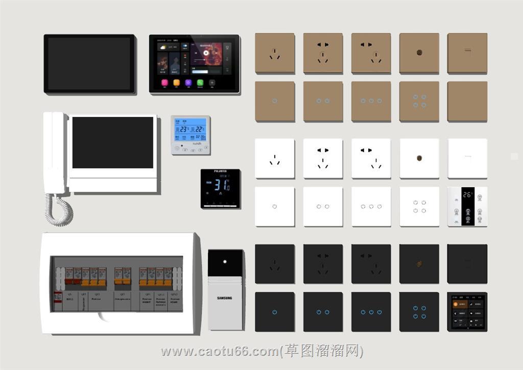 开关插座空开SU模型