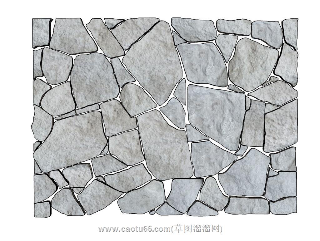石块石头墙面SU模型