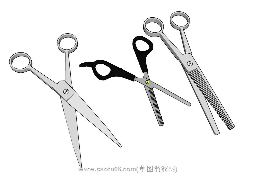 理发剪打薄剪剪刀SU模型