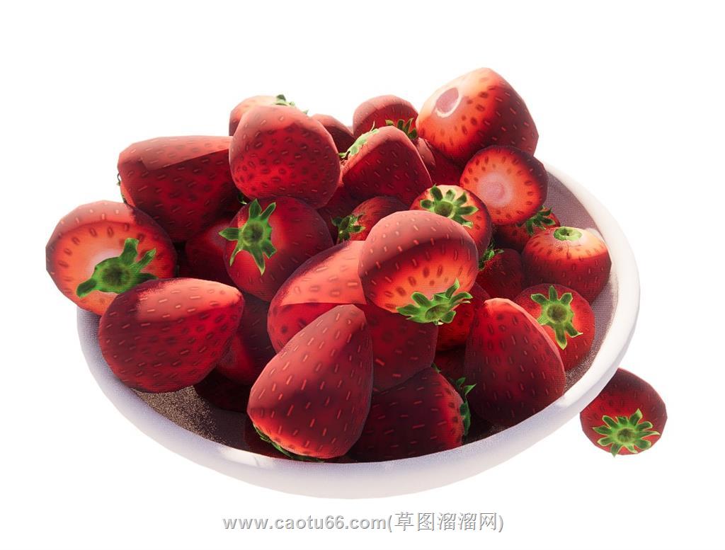 草莓果盘食物SU模型