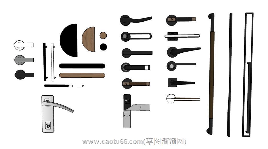 门把手拉手五金SU模型