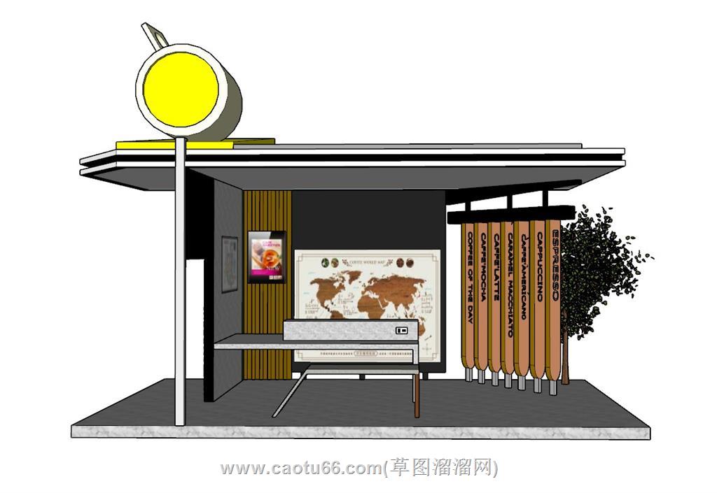 公交站候车亭SU模型