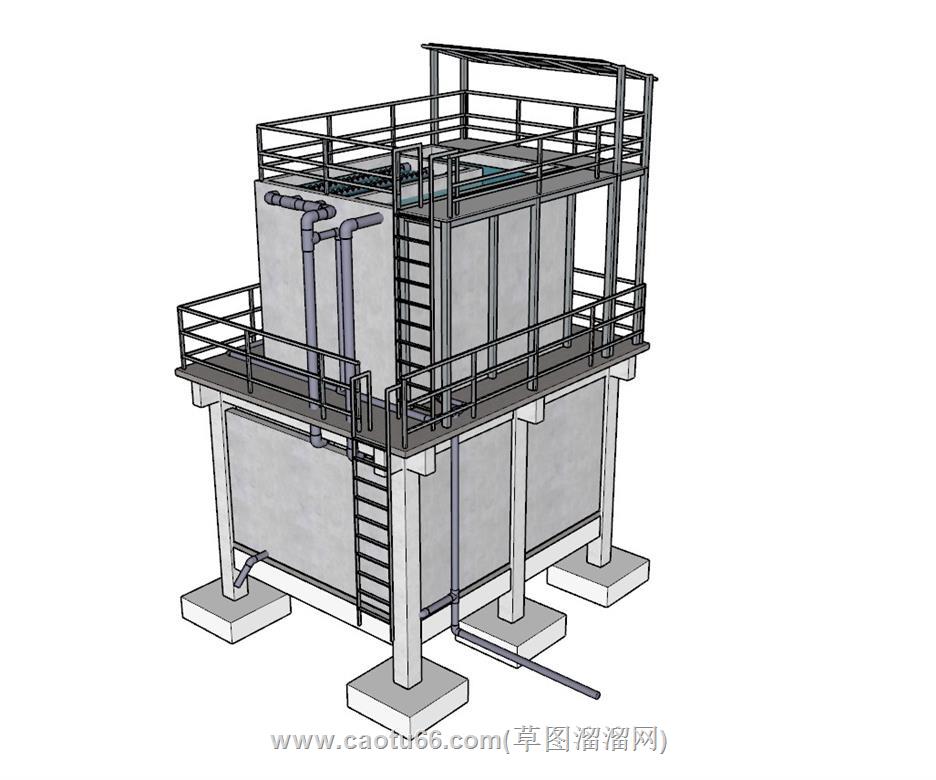 污水处理厂水房SU模型