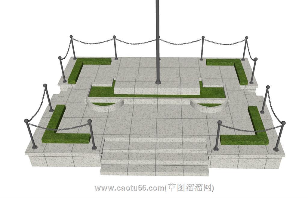 升旗台国旗台SU模型