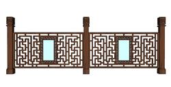 中式栏杆护栏SU模型
