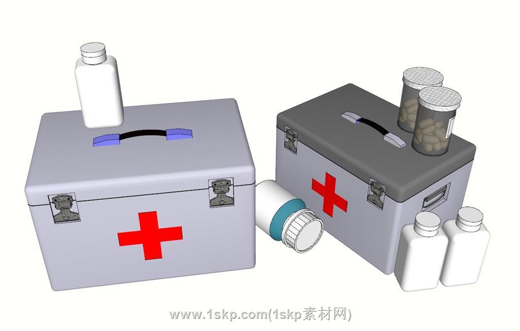 医药箱药品药瓶SU模型