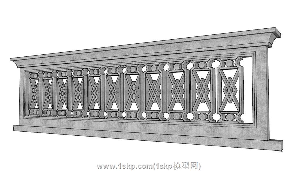 石栏杆SU模型