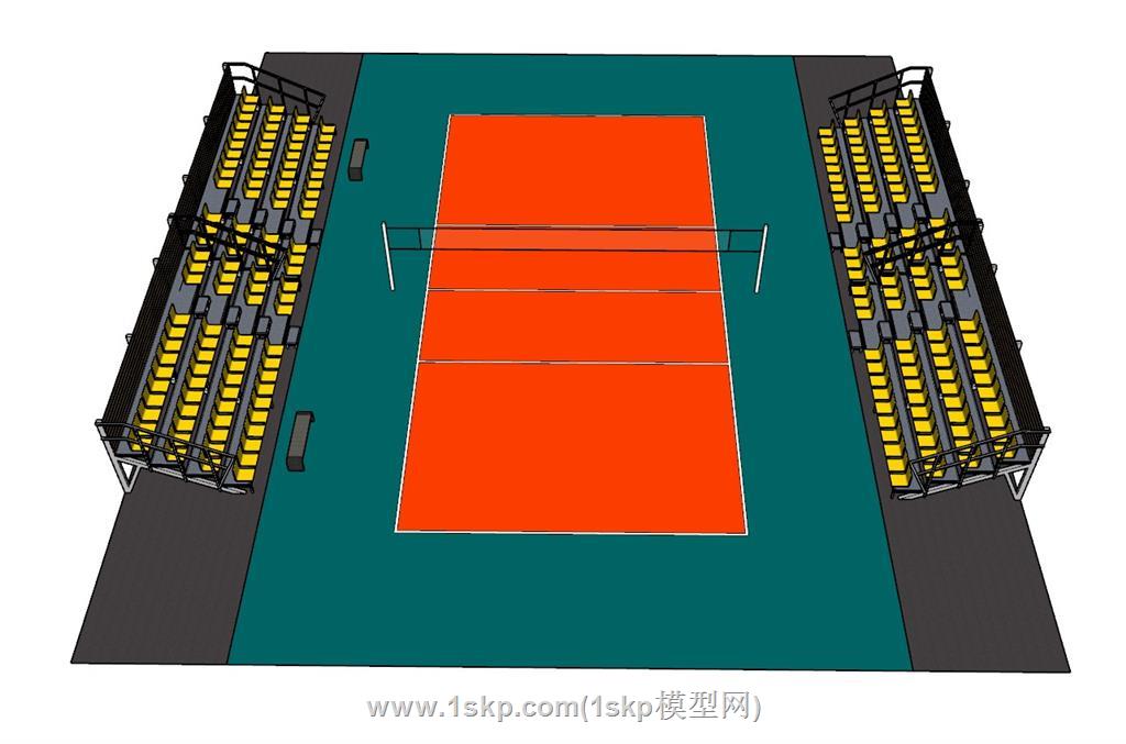 网球场观众台球场SU模型