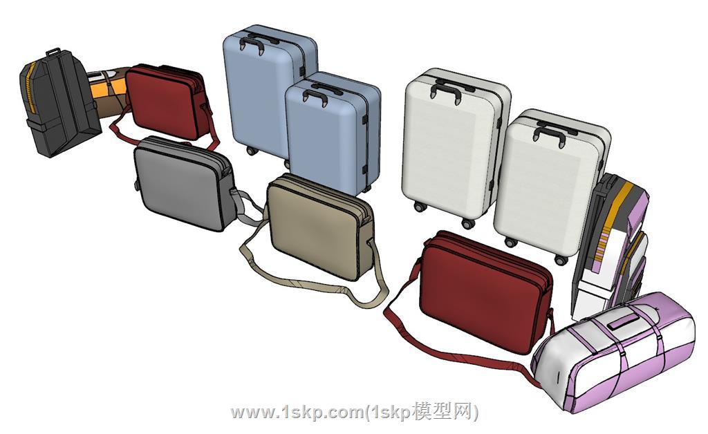旅行箱书包手提包SU模型