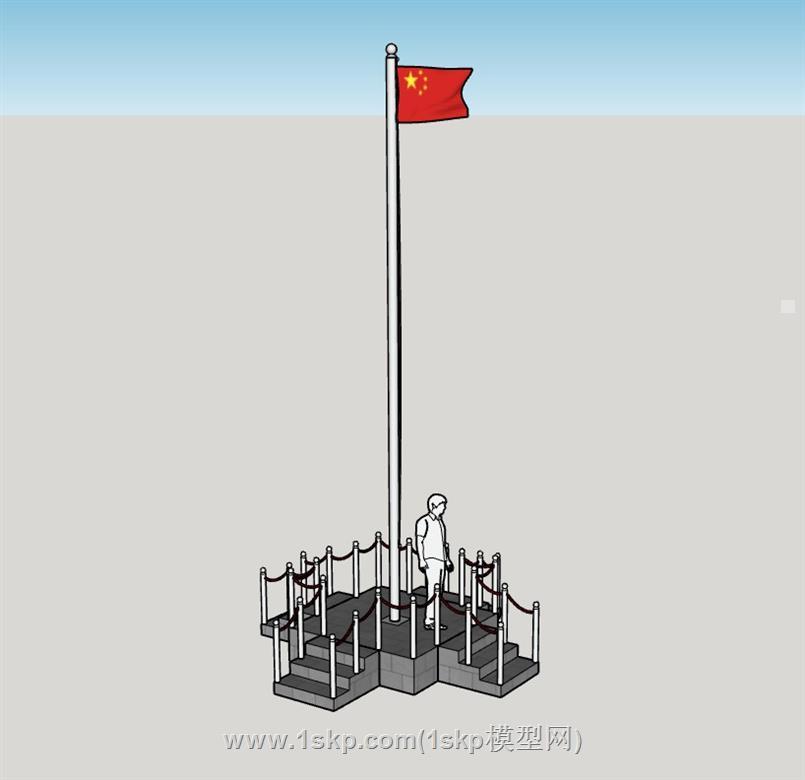 国旗台升旗台旗座SU模型