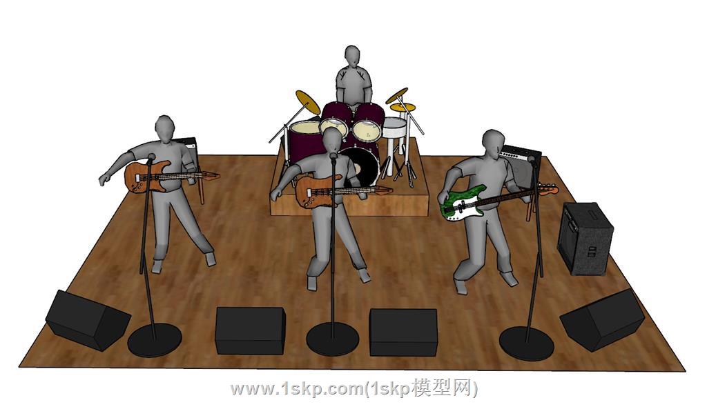 音乐乐队架子鼓SU模型