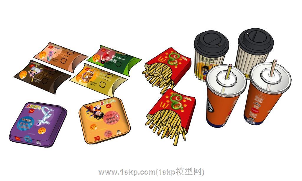 薯条饮料食物SU模型