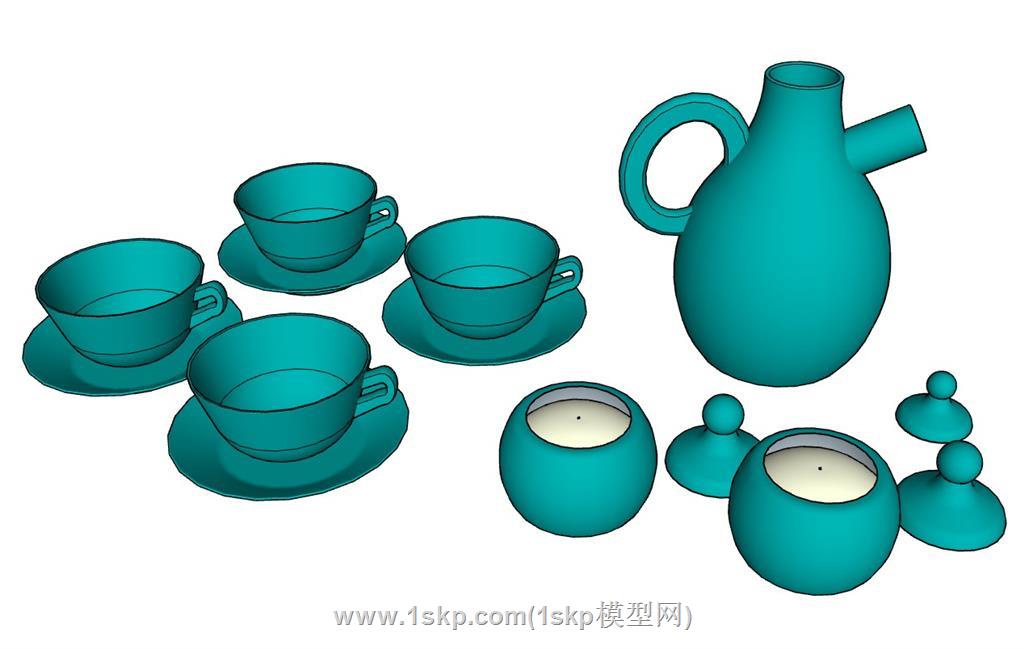 茶杯茶壶茶具SU模型