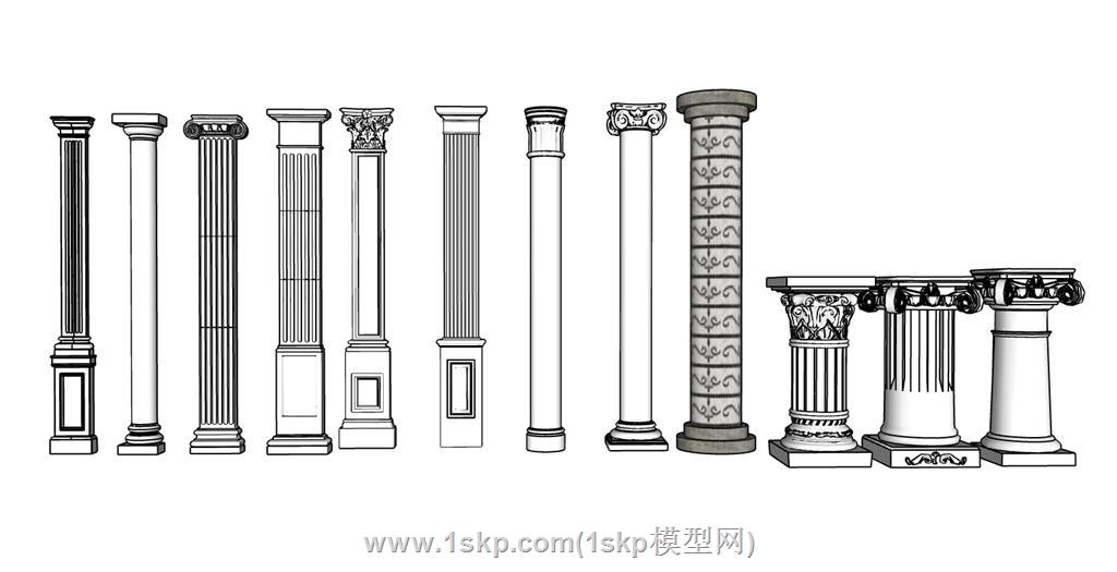 罗马柱SU模型