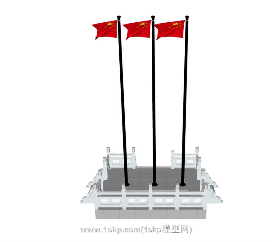 白玉升旗台SU模型