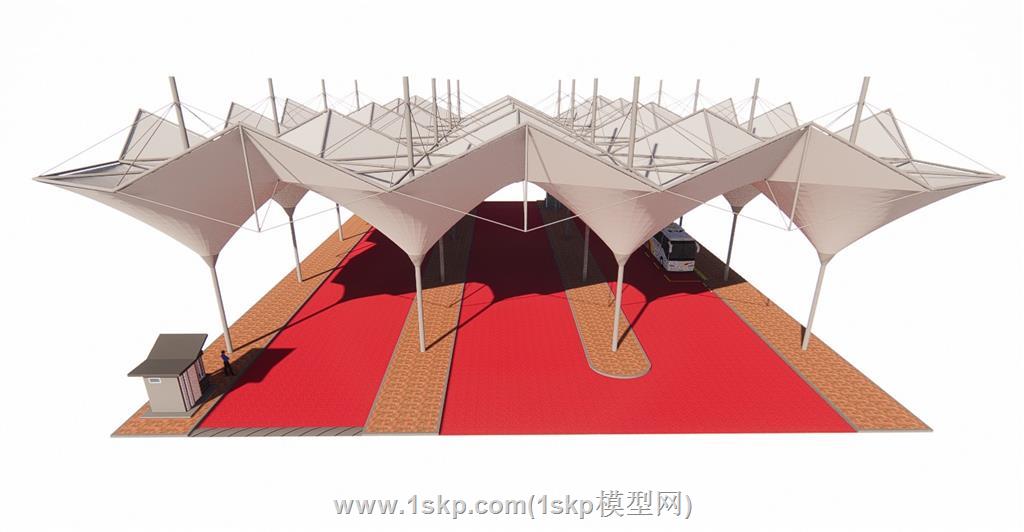 廊架张拉膜SU模型