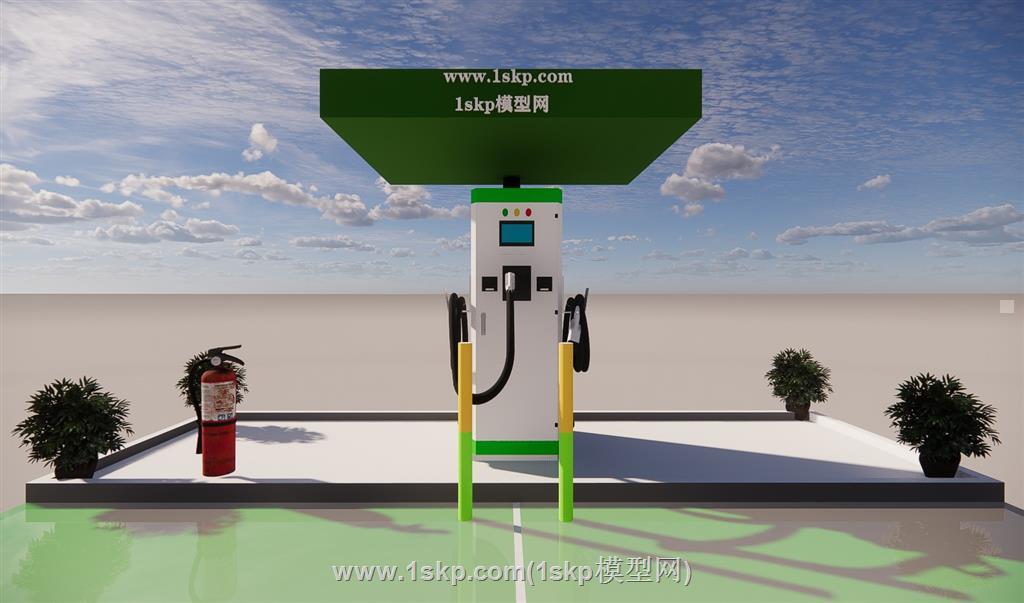 快充充电桩充电站SU模型