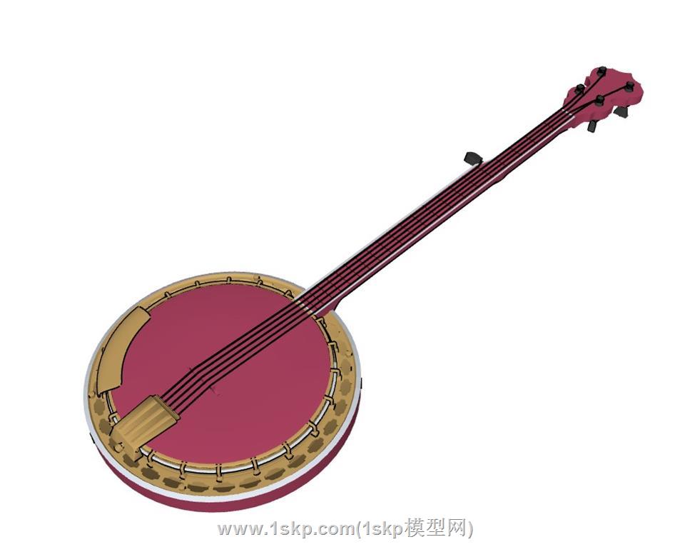 乐器秦琴SU模型