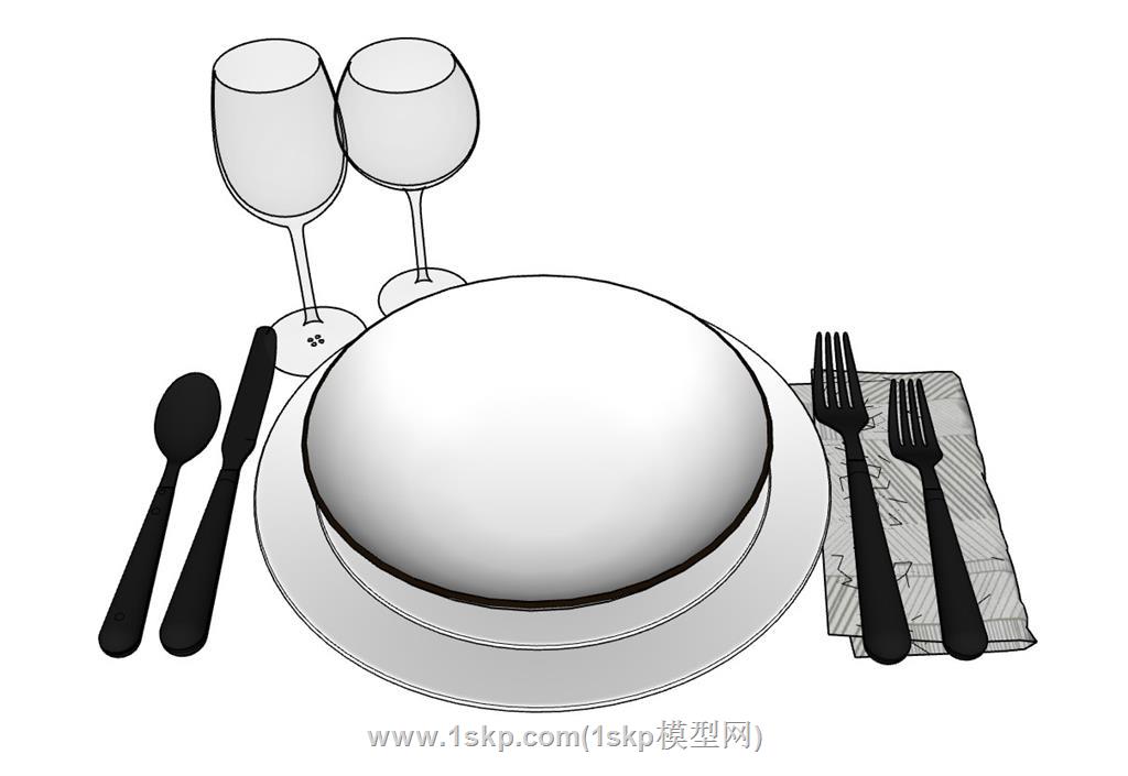 餐具叉子碟子SU模型