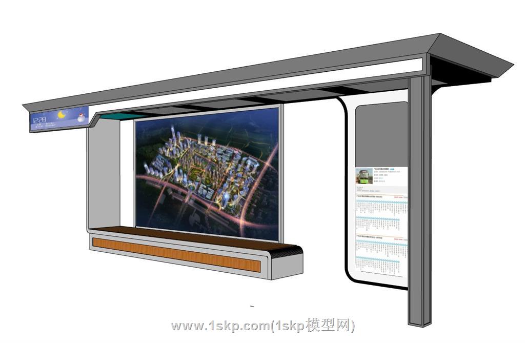 公交车站SU模型