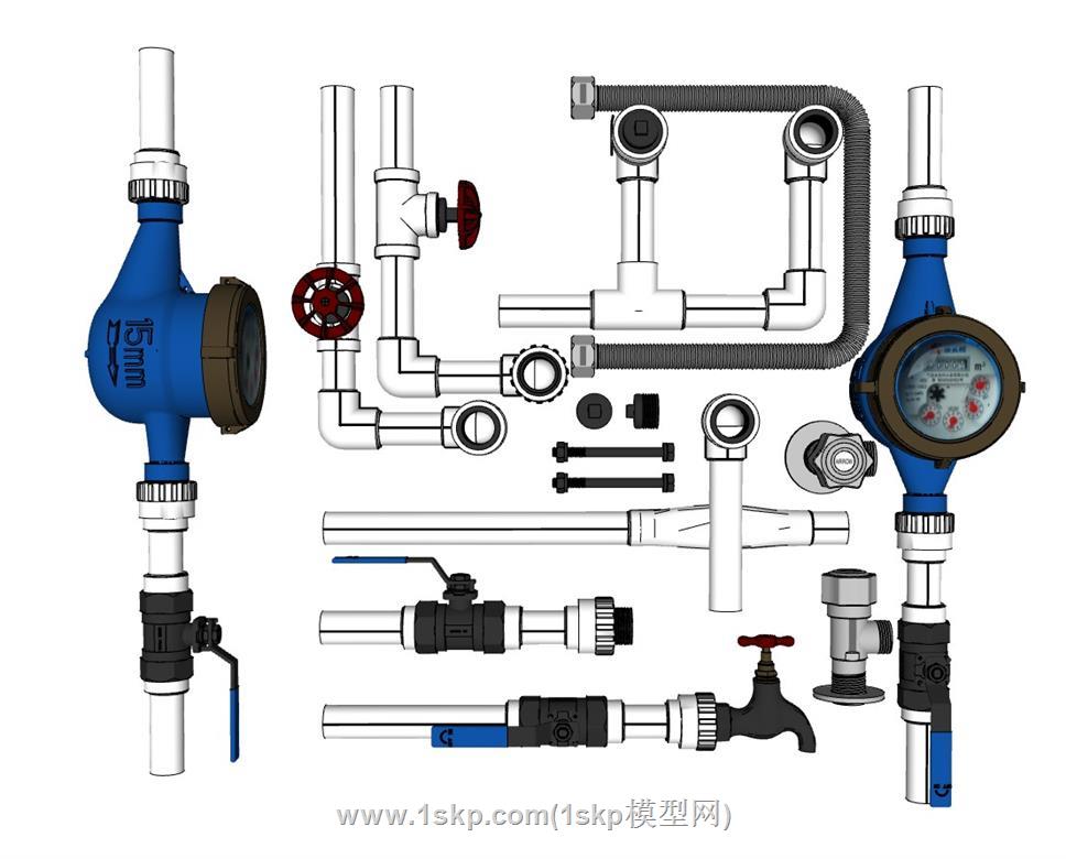 pvc水表管道SU模型