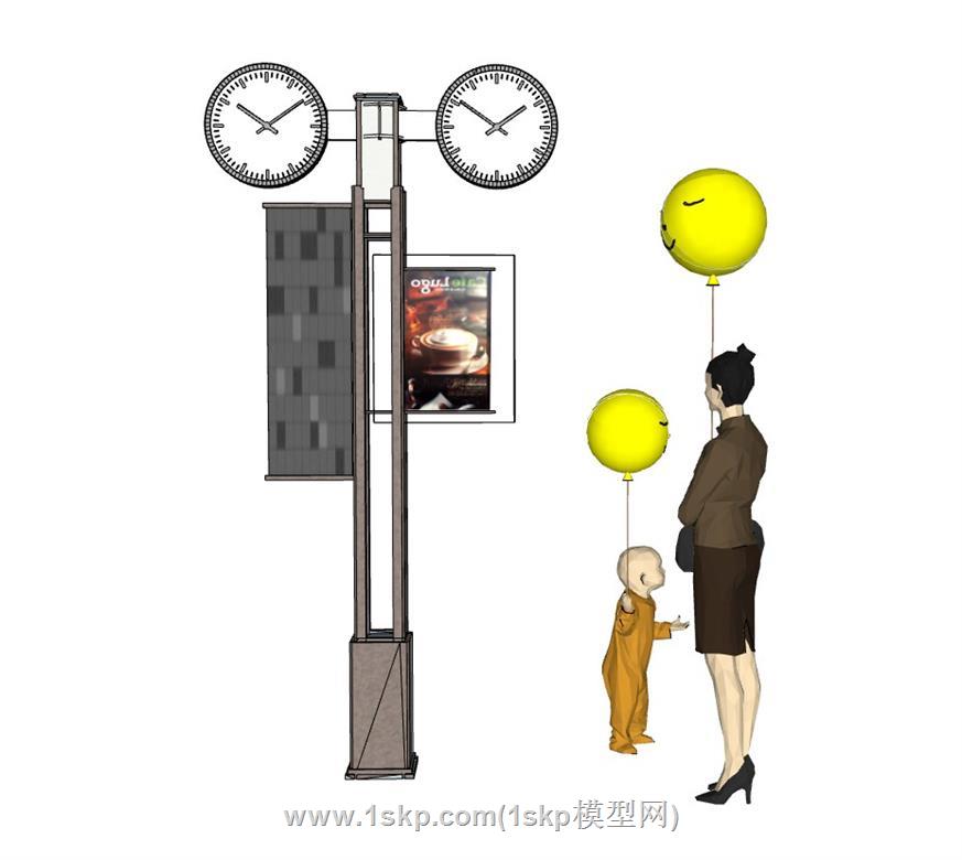 广告牌招牌时钟SU模型