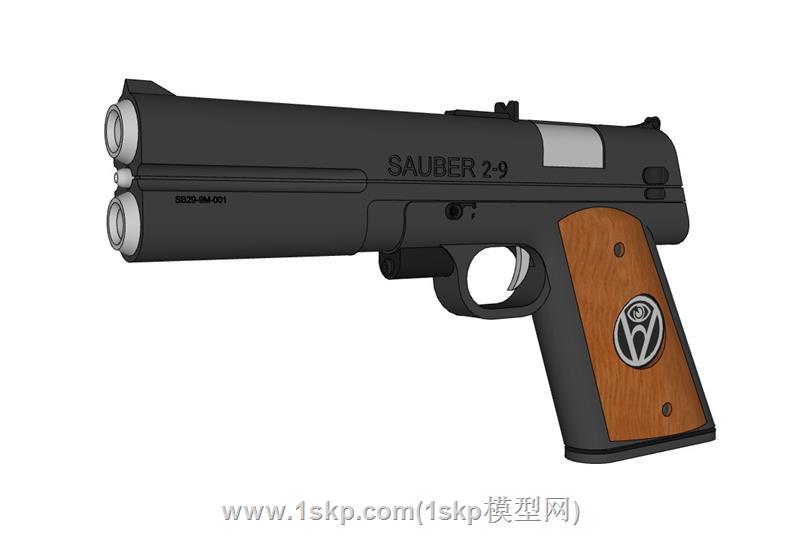 双炮筒玩具枪SU模型