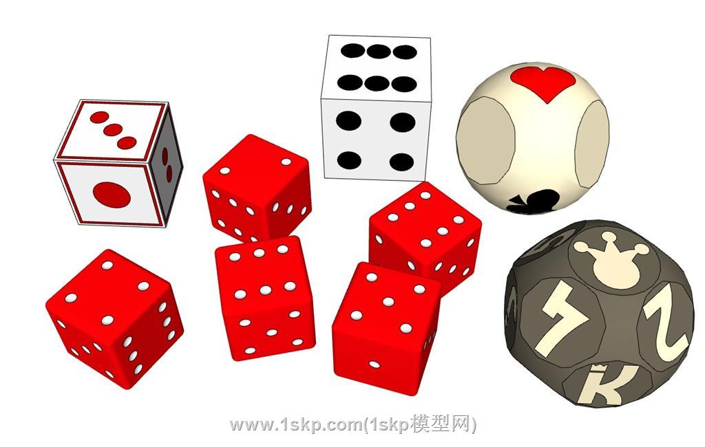 色子色指骰子SU模型