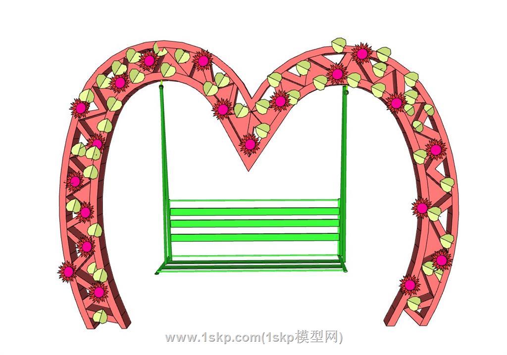 爱心秋千椅SU模型