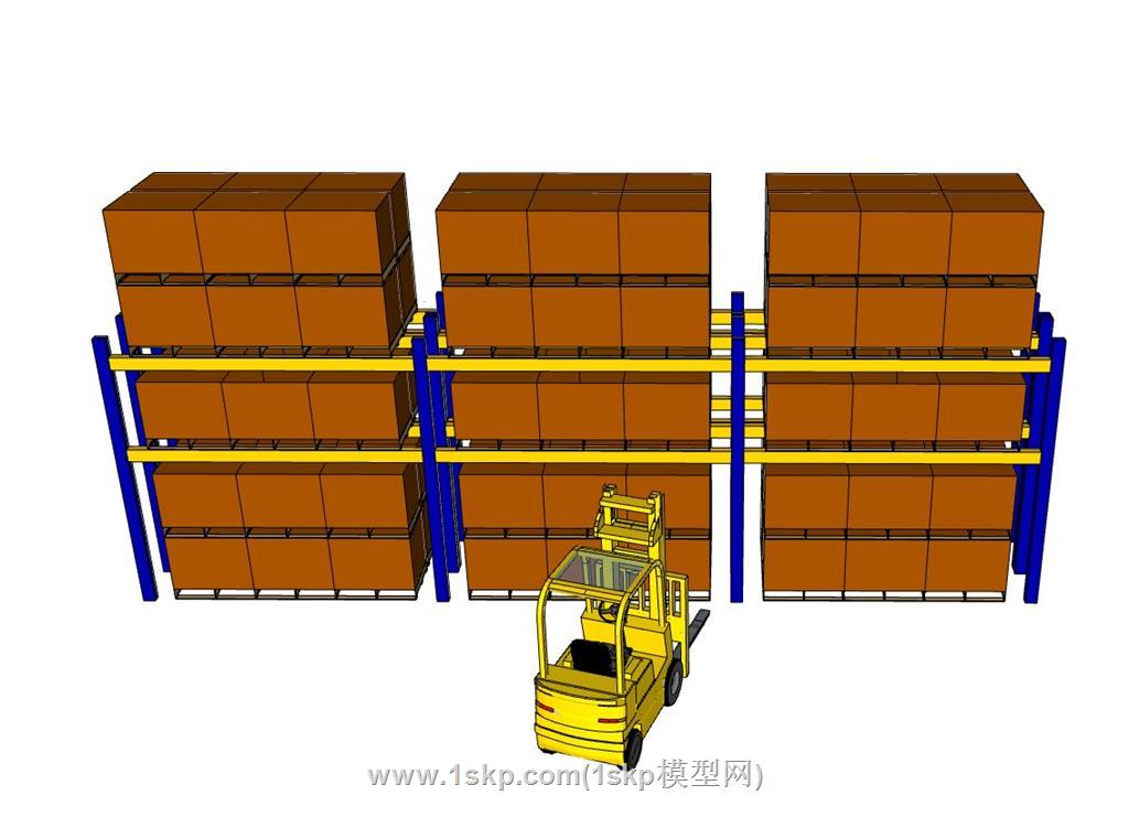 仓库叉车堆垛架货物架SU模型