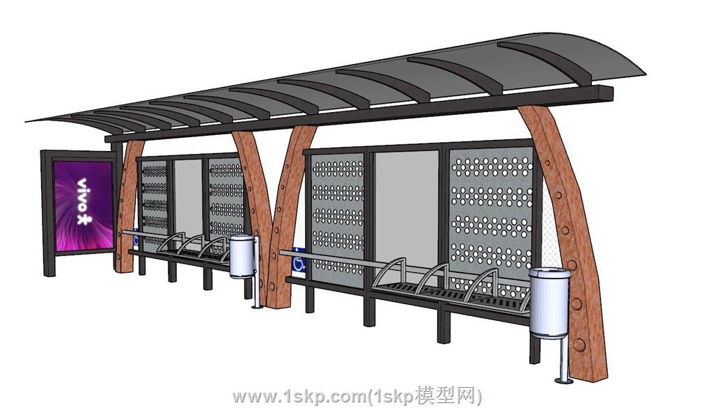 公交站候车亭SU模型