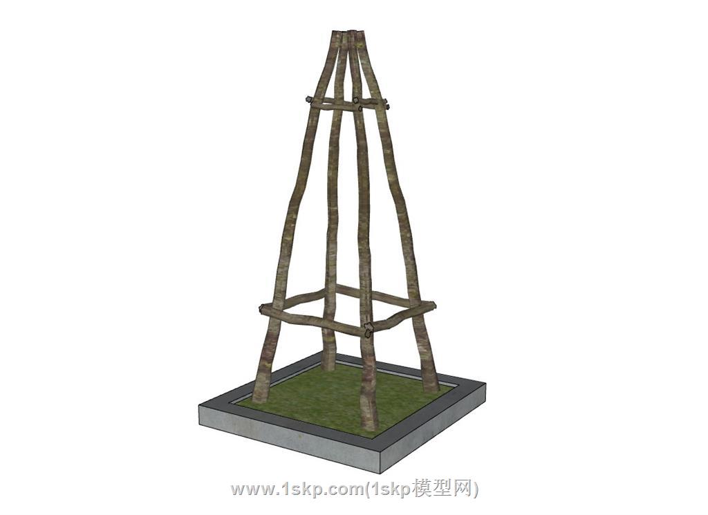 树木支架树木固定桩树木立杆SU模型