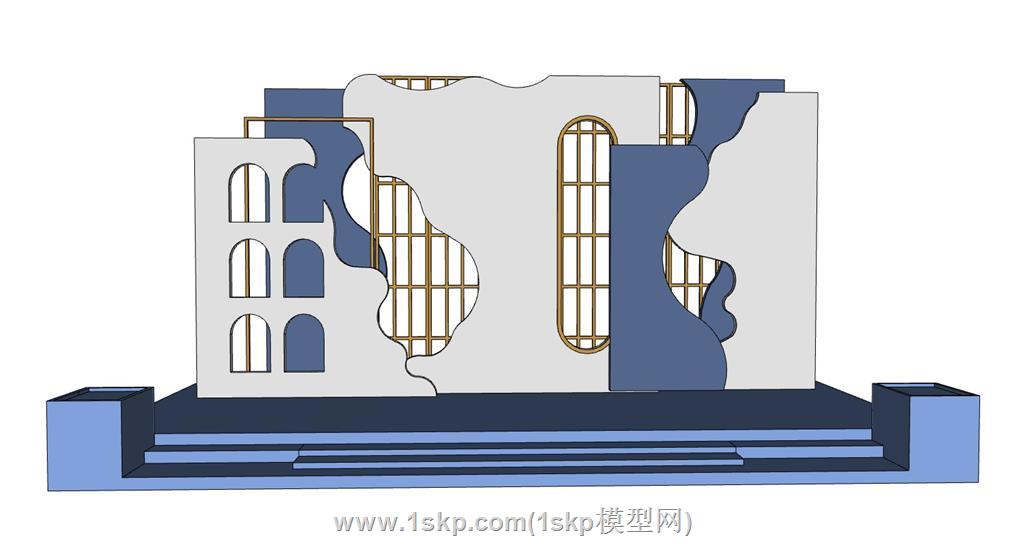 团结主题背景舞台SU模型