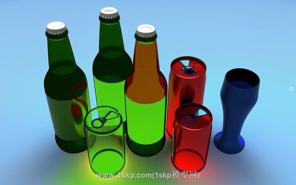 啤酒瓶易拉罐SU模型