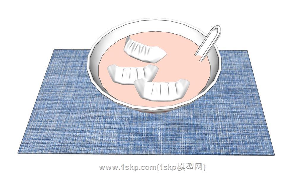 一盘饺子食物SU模型