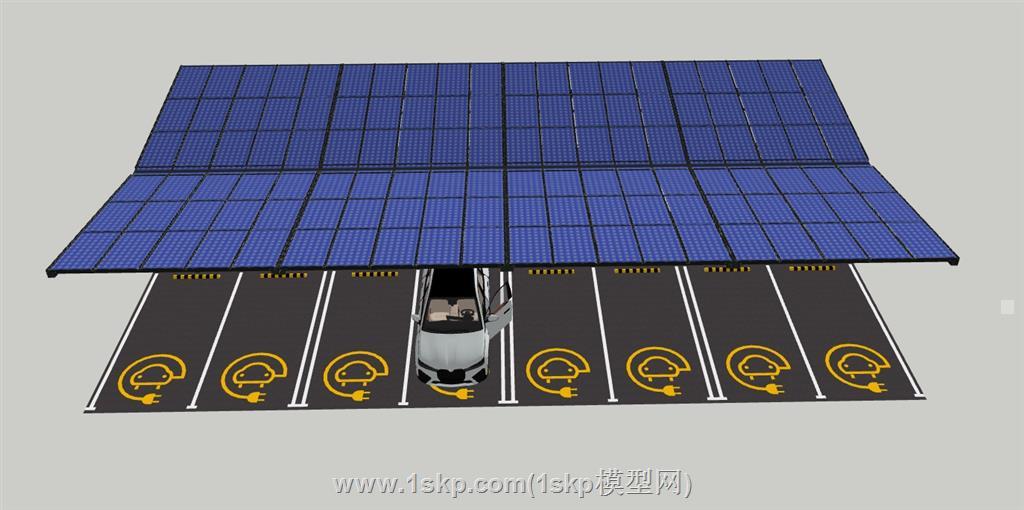 太阳能充电站停车棚SU模型