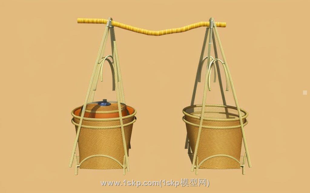 乡村摆件扁担SU模型