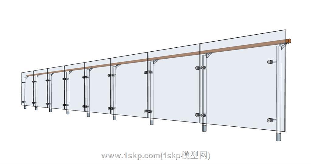 玻璃栏杆SU模型
