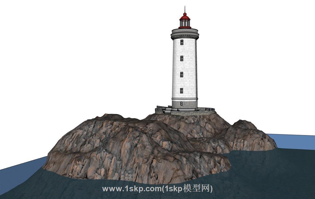 小岛上的炮塔水塔SU模型
