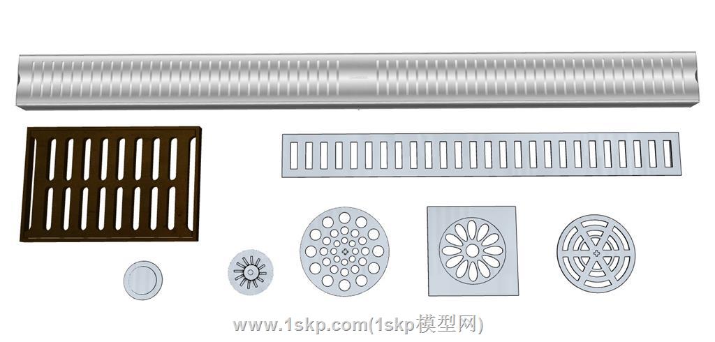 雨水排水口排水沟盖板窨井盖SU模型