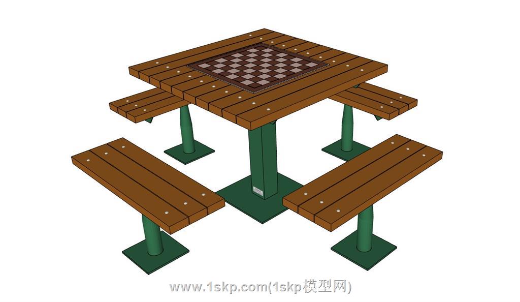 户外休闲棋牌桌SU模型