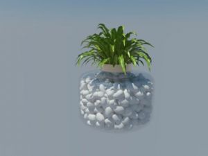 小石子花瓶植物SU模型 免费sketchup模型下载