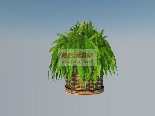 竹篮盆栽盆景SU模型