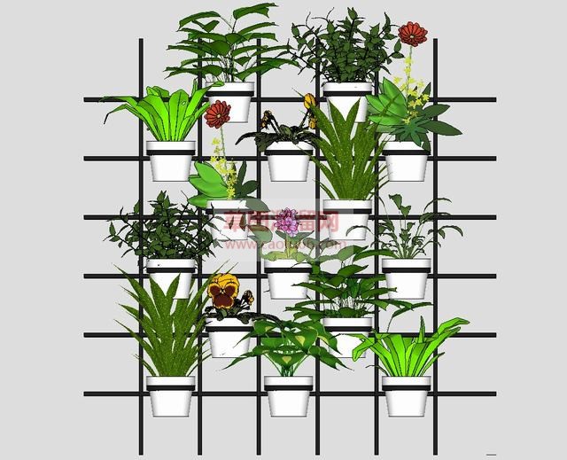 花盆盆栽植物架SU模型